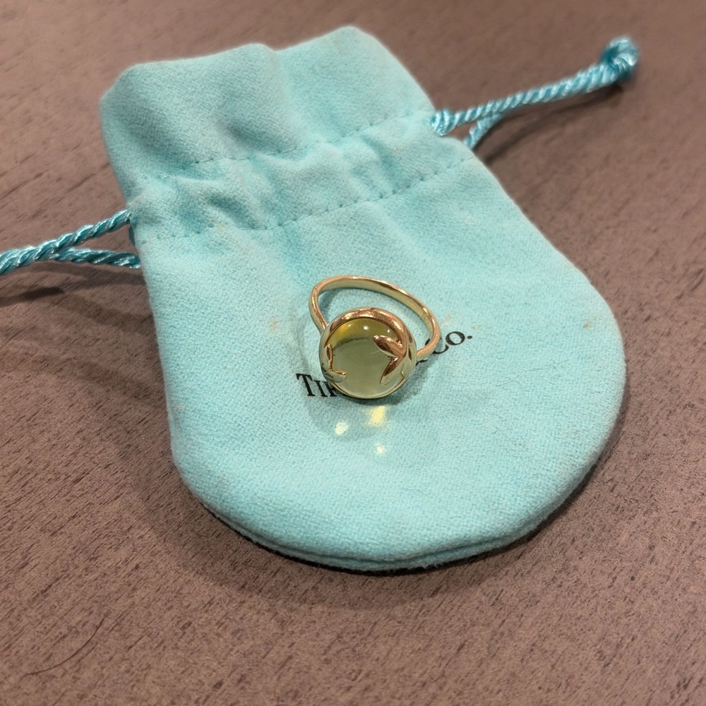 Tiffany & Co. Paloma Picasso Olive Branch Gold Ring with Citrine